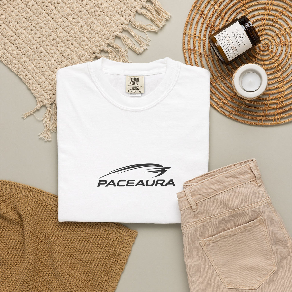 PeaceAura Minimalist Logo T-Shirt — Soft Garment-Dyed Casual Tee